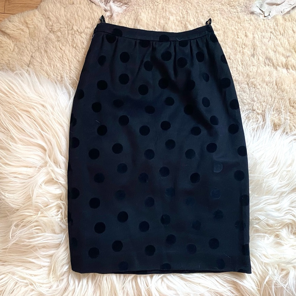 Givenchy Vintage Polka Dot Black Pencil Skirt